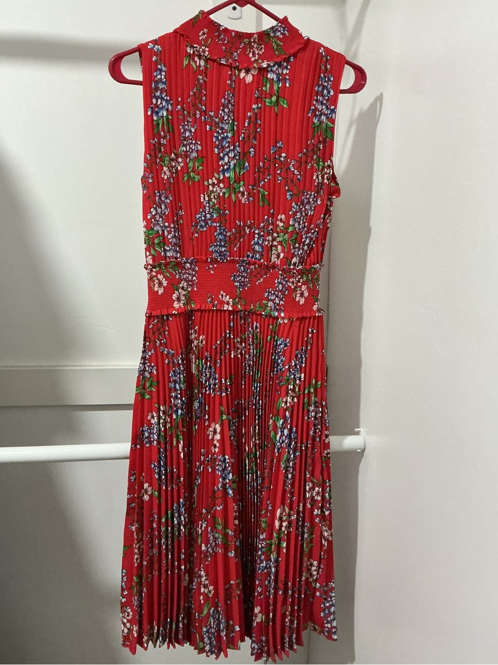 Nanette Lepore Pleated Midi Dress Red Floral